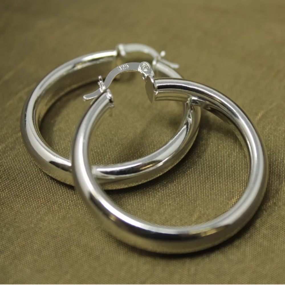 Thick- Italian Sterling Silver Solid Hoops 2”